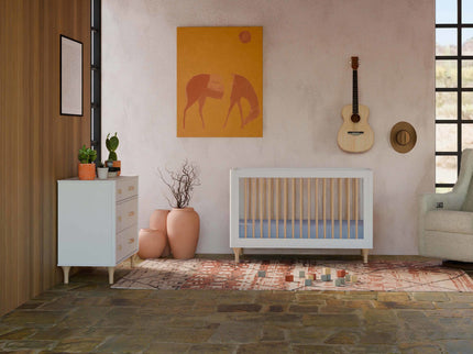 M9001WN,Babyletto,Lolly 3-in-1 Convertible Crib w/Toddler Bed Conversion Kit in White/Natural