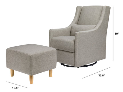 M11287PGEW,Babyletto,Toco Swivel Glider and Ottoman in Performance Grey Eco-Weave w/Natural Feet