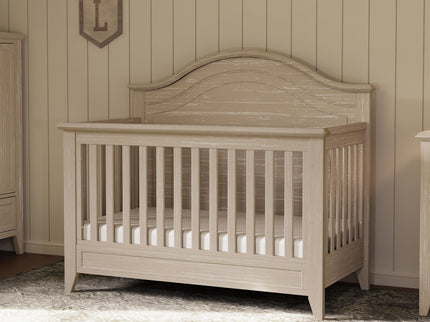 M34401SDB,Monogram by Namesake,Beckett Rustic 4-in-1 Convertible Curve Top Crib in Sandbar
