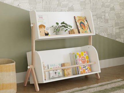 M10611WNX,Babyletto,Tally Storage and Bookshelf in White and Washed Natural Finish