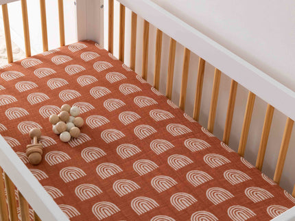 T29035,Babyletto,Rainbow Muslin Crib Sheet in GOTS Certified Organic Cotton