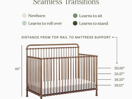 M15301VG,Namesake,Winston 4-in-1 Convertible Crib in Vintage Gold