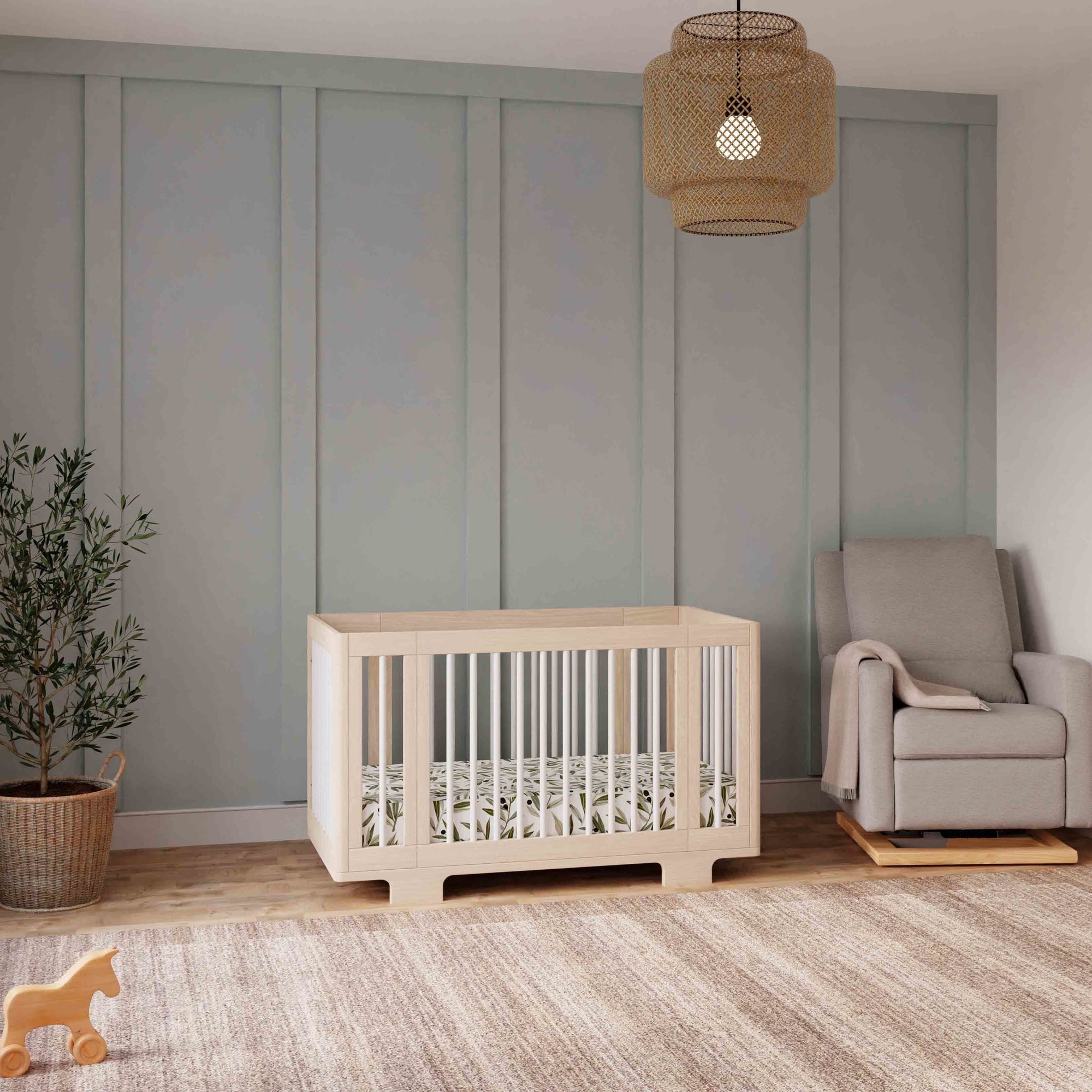 M23401NXW,Babyletto,Yuzu 8-in-1 Convertible Crib w/All-Stages Conversion in Washed Natural/White