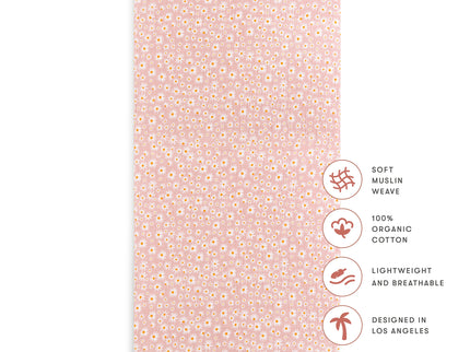 T28035,Babyletto,Daisy Muslin Crib Sheet in GOTS Certified Organic Cotton