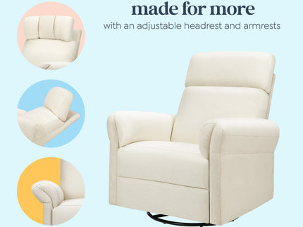 M24386VN,DaVinci,Suzy Flex Swivel Recliner w/ Adj. Arms & Headrest in Vanilla