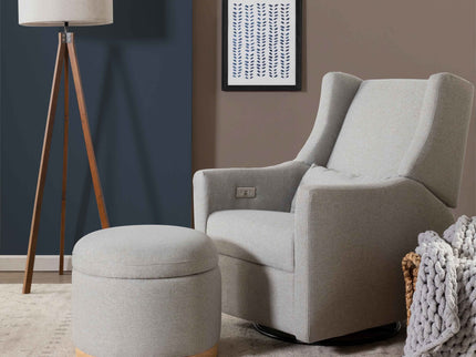 M22885PGEWLB,Babyletto,Naka Storage Ottoman in Performance Grey Eco-Weave w/ Light Wood Base