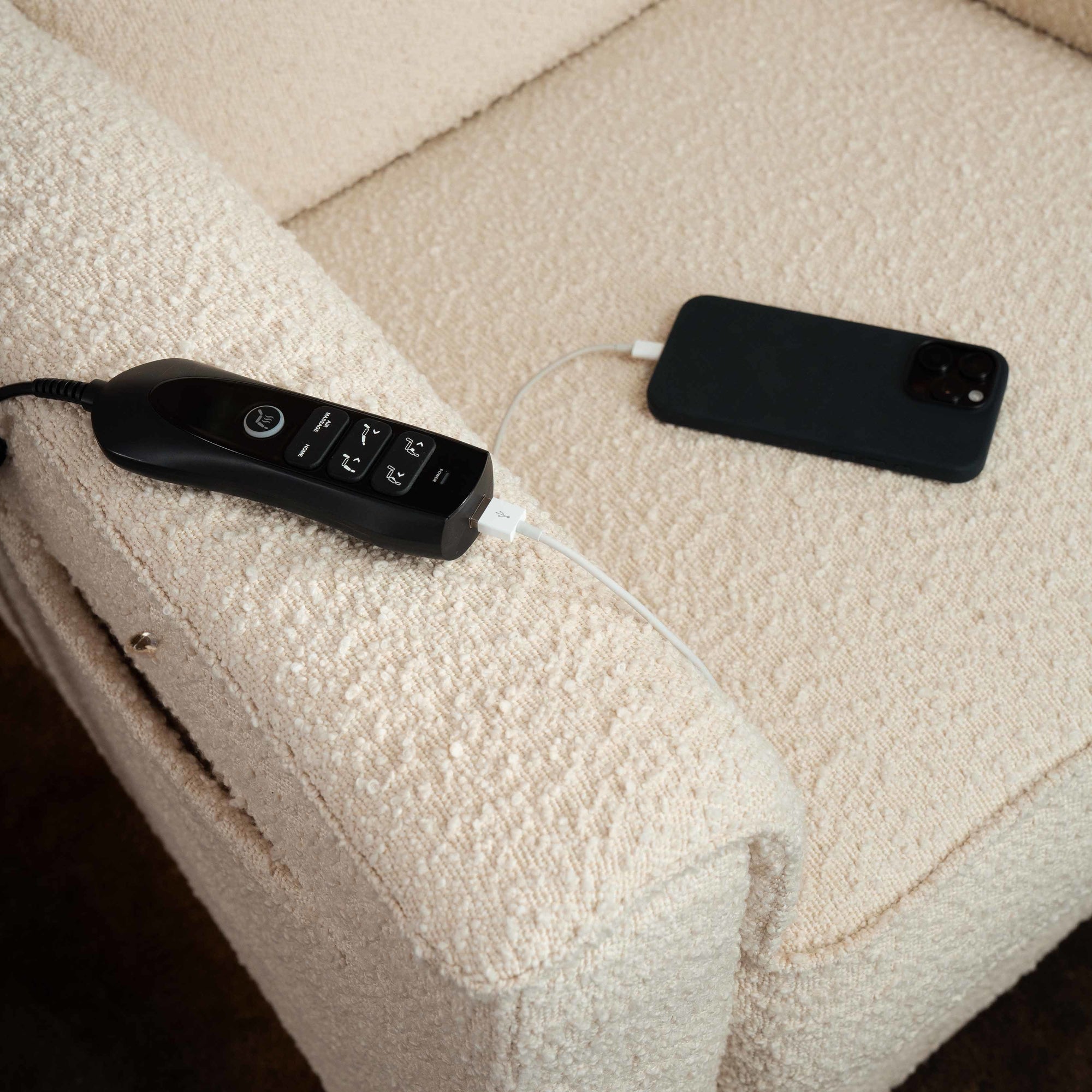 M17183PWB,Namesake,Willa Deluxe Power Glider Recliner w/Heat&Massage in Performance Ivory Boucle