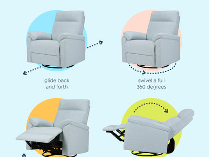 M24387HBL,DaVinci,Suzy Swivel Recliner in Heathered Blue