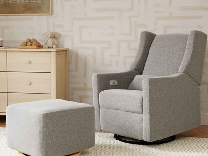 M26385PGEWLB,Babyletto,Kiwi Gliding Ottoman in Performance Grey Eco-Weave w/ Light Wood Base
