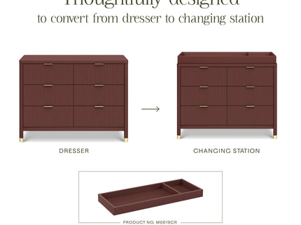 M26716CR,Namesake,Brimsley Tambour 6-Drawer Assembled Dresser in Crimson