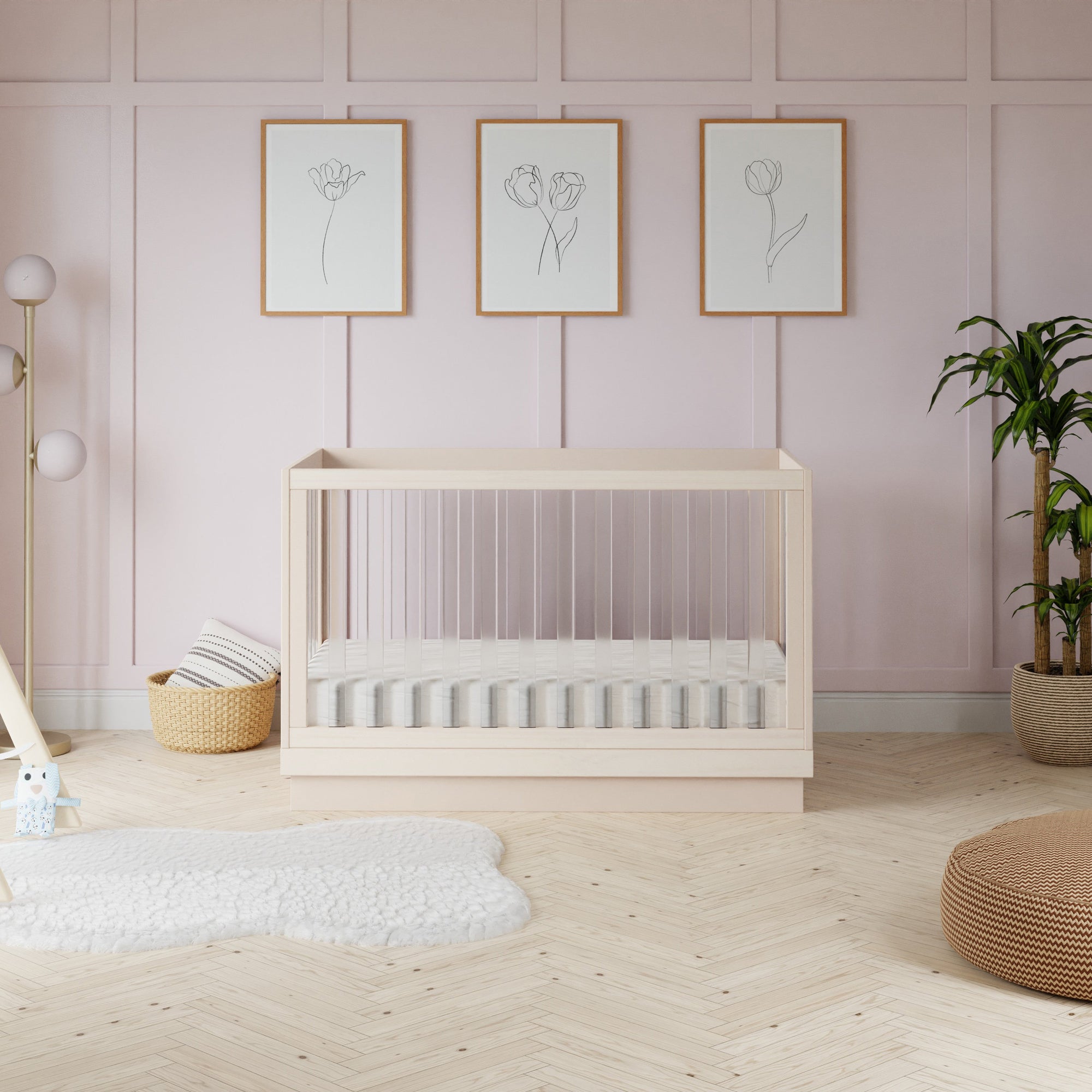 M8601KNX,Babyletto,Harlow 3-in-1 Convertible Crib w/Toddler Bed Conversion Kit in Washed Natural/
