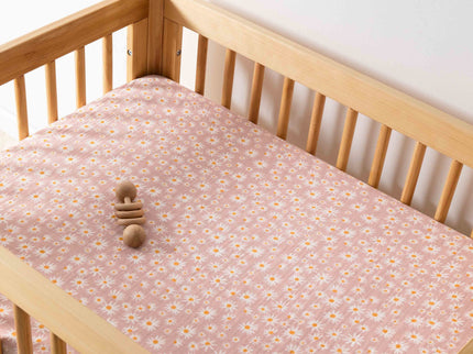 T28033,Babyletto,Daisy Muslin All-Stages Midi Crib Sheet in GOTS Certified Organic Cotton
