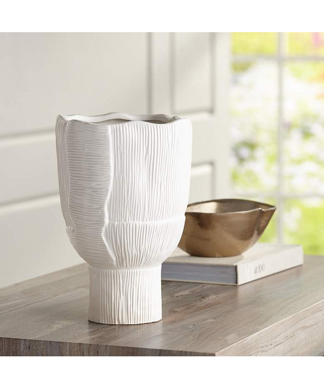 Hansville Matte White 13 1/2" High Decorative Vase