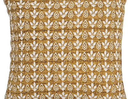 Harvest Mustard Yellow Printed Cotton 20" Accent Cushion