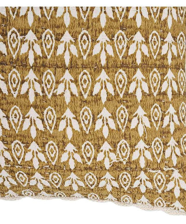 Harvest Mustard Yellow Printed Cotton 20" Accent Cushion