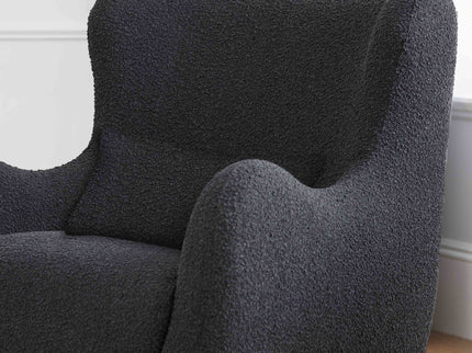 M24187BKBBB,Nursery Works,Solstice Swivel Glider in Black Boucle w/Black Wood Base