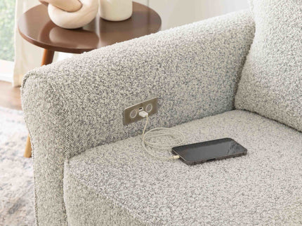 B17787BWB,Monogram by Namesake,Monroe Pillowback Power Recliner in Black White Boucle