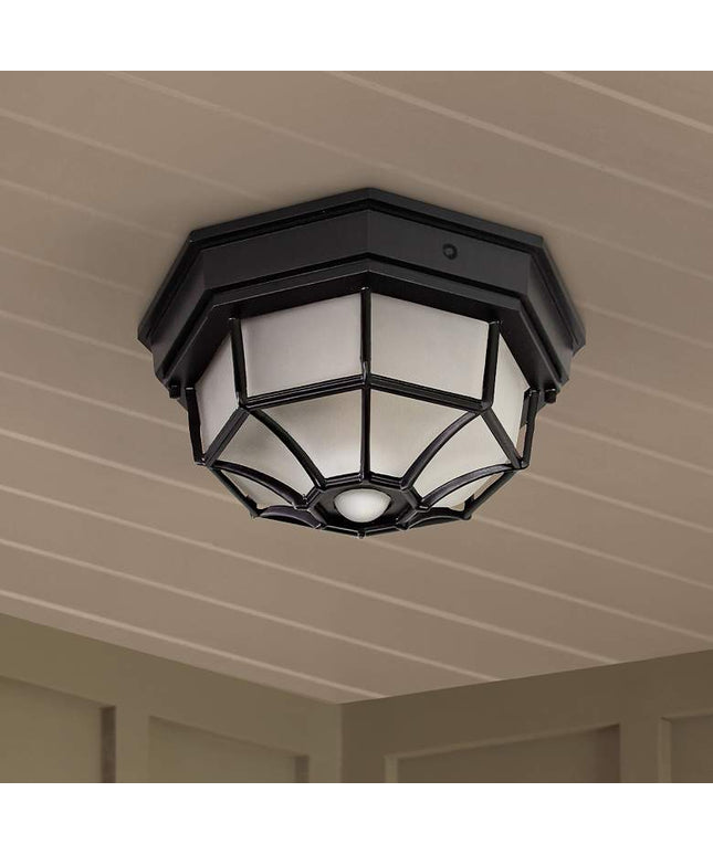 Heath Octagonal 12" Wide Black Motion Sensor Outdoor Ceiling Light