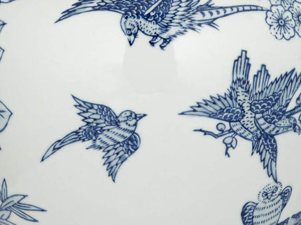 Heather 16" High Blue and White Ceramic Ginger Jar with Lid