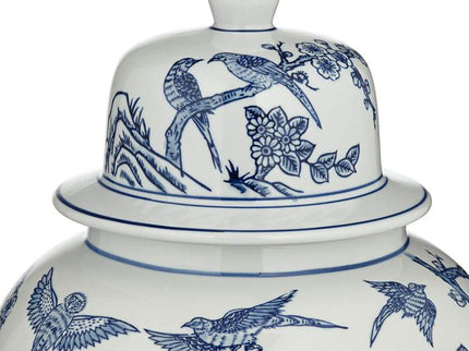 Heather 20 3/4" High Blue and White Ceramic Ginger Jar with Lid