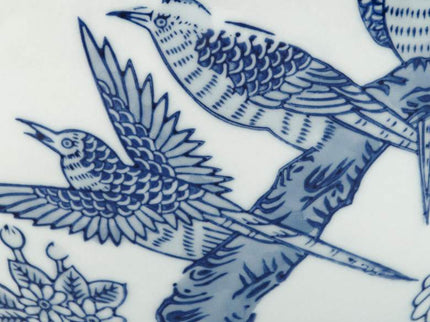 Heather 9 1/2" High Blue and White Ceramic Decorative Jar with Lid