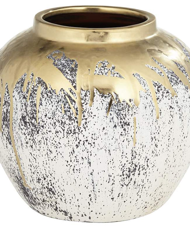 Helene 9" High Matte Gold and Gray Decorative Vase