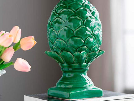Helsa 12 1/4"H Green Blooming Artichoke Ceramic Sculpture