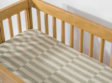 T30534,Babyletto,Moss Stripe Muslin All-Stages Bassinet Sheet in GOTS Certified Organic Cotton