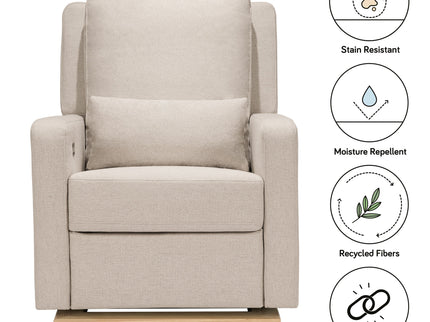 M23085PBEWLB,Babyletto,Sigi Glider Recliner w/ Electronic Control and USB in Performance Beach Eco-Weave w/Light Wood Base