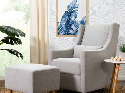 M11287PGEW,Babyletto,Toco Swivel Glider and Ottoman in Performance Grey Eco-Weave w/Natural Feet