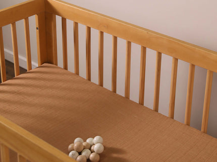 T29535BTS,Babyletto,Burnt Sienna Muslin Crib Sheet in GOTS Certified Organic Cotton