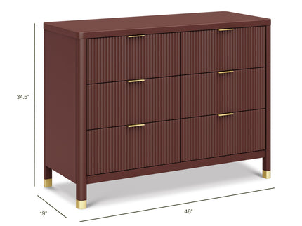 M26716CR,Namesake,Brimsley Tambour 6-Drawer Assembled Dresser in Crimson