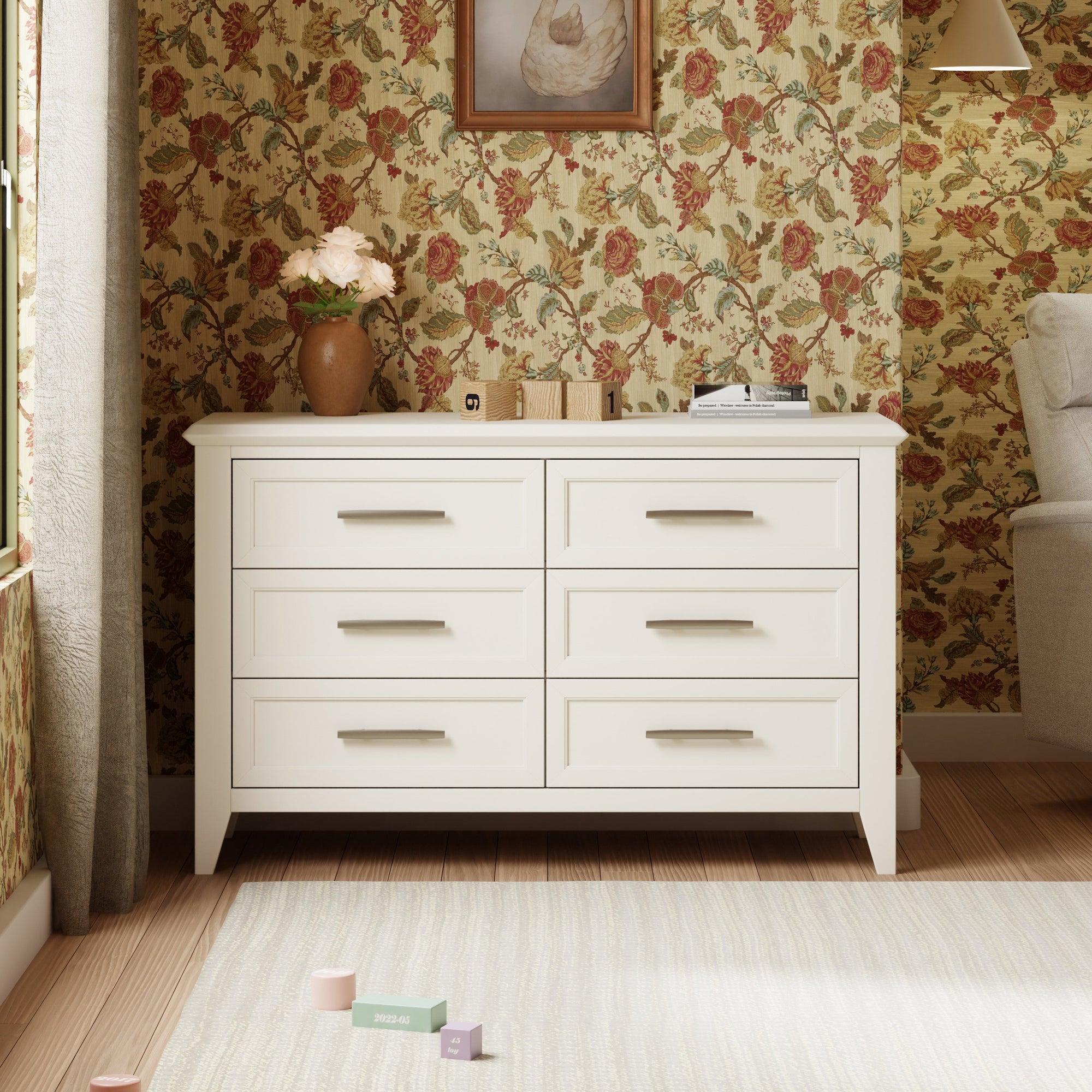 B14416RW,Monogram by Namesake,Beckett 6-Drawer Dresser in Warm White