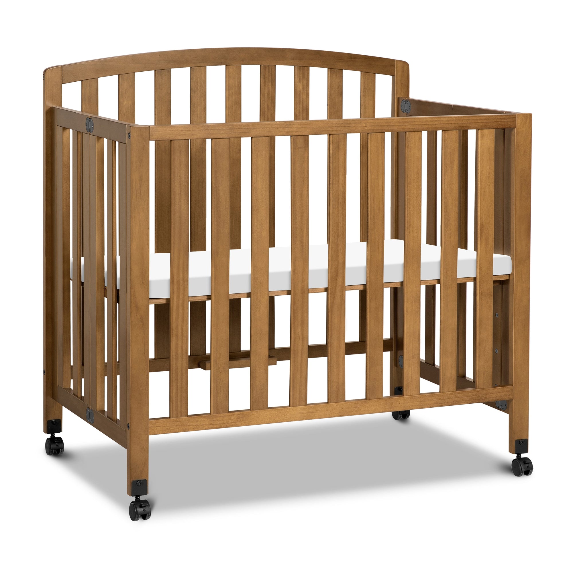 M18198CT,DaVinci,Dylan Folding Portable 3-in-1 MiniCrib and TwinBed in Chestnut