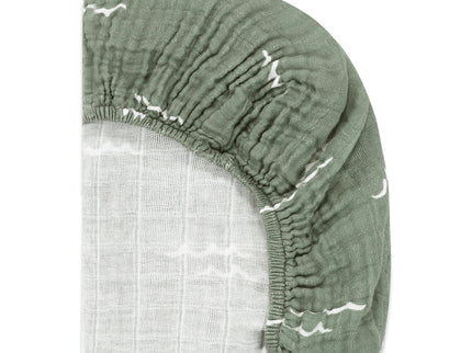 T27134,Babyletto,Ocean Waves Muslin All-Stages Bassinet Sheet in GOTS Certified Organic Cotton