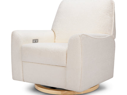 M24087CSHLB,Nursery Works,Sunday Power Recliner and Swivel Glider in Chantilly Fleece w/ Light Wood Base