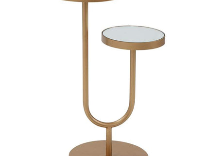 High-Low 15" Wide Mirrored Gold Metal Scatter Table