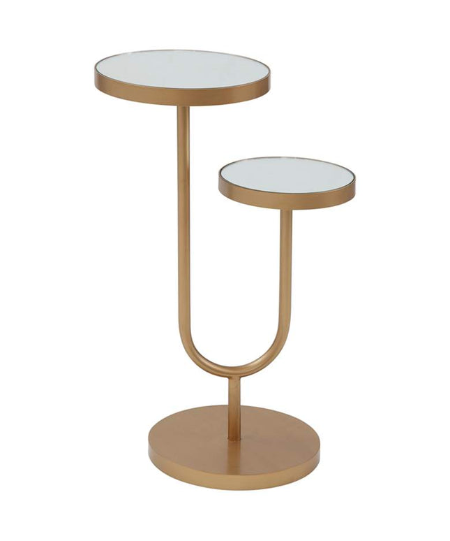 High-Low 15" Wide Mirrored Gold Metal Scatter Table