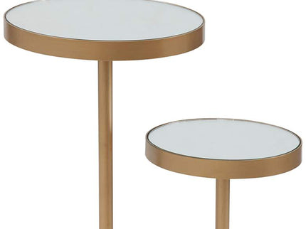 High-Low 15" Wide Mirrored Gold Metal Scatter Table