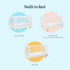W4901WN,DaVinci,Marley 3-In-1 Convertible Crib in White Finish and Natural Legs