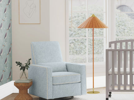 M10887HBLCM,DaVinci,Piper Recliner in Heathered Blue w/ Cream Piping