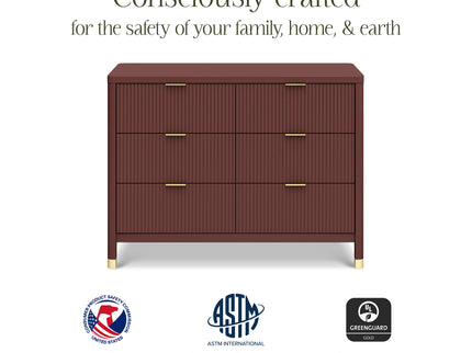 M26716CR,Namesake,Brimsley Tambour 6-Drawer Assembled Dresser in Crimson