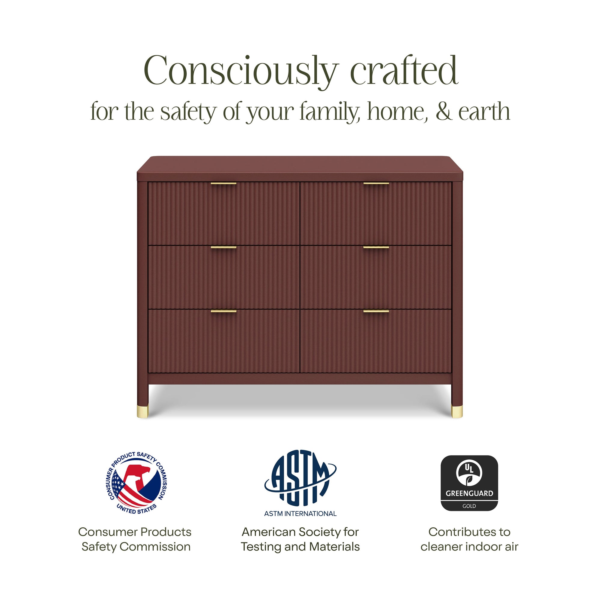 M26716CR,Namesake,Brimsley Tambour 6-Drawer Assembled Dresser in Crimson