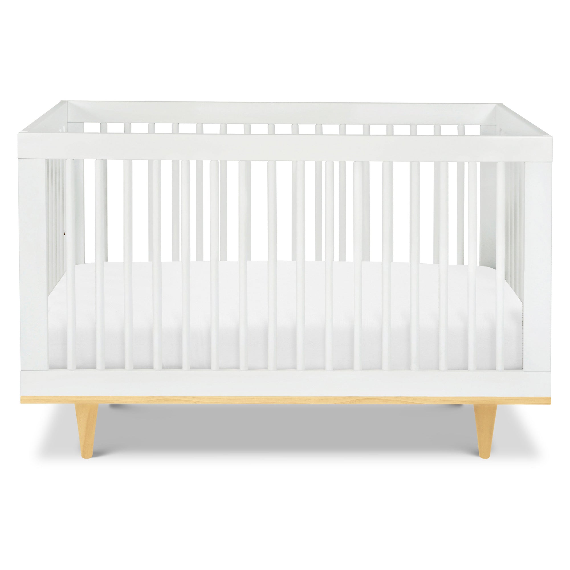 W4901WN,DaVinci,Marley 3-In-1 Convertible Crib in White Finish and Natural Legs