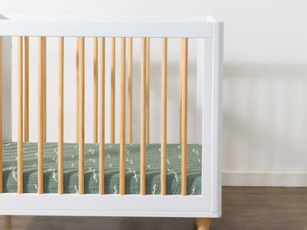 T27136,Babyletto,Ocean Waves Muslin Mini Crib Sheet in GOTS Certified Organic Cotton