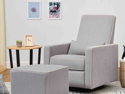 M13985GCM,DaVinci,Davinci Universal Gliding Ottoman in Grey Finish with Cream Piping