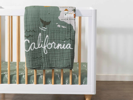 T27136,Babyletto,Ocean Waves Muslin Mini Crib Sheet in GOTS Certified Organic Cotton