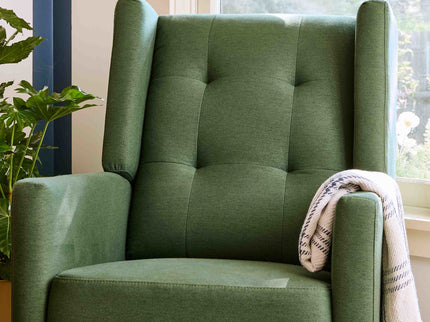 M21287PNG,DaVinci,Maddox recliner and swivel glider in Pine Green