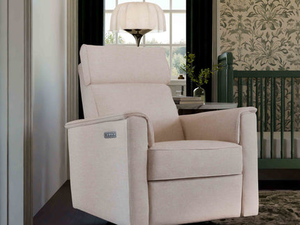 M17182PBEW,Namesake,Willa Pro Power Glider Recliner w/ Power Lumbar in Performance Beach Eco-Weave