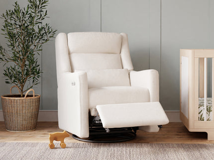 M11286PCMEW,Babyletto,Kiwi Plus Power Glider Recliner w/ Power Headrest in Performance Cream Eco-Weave